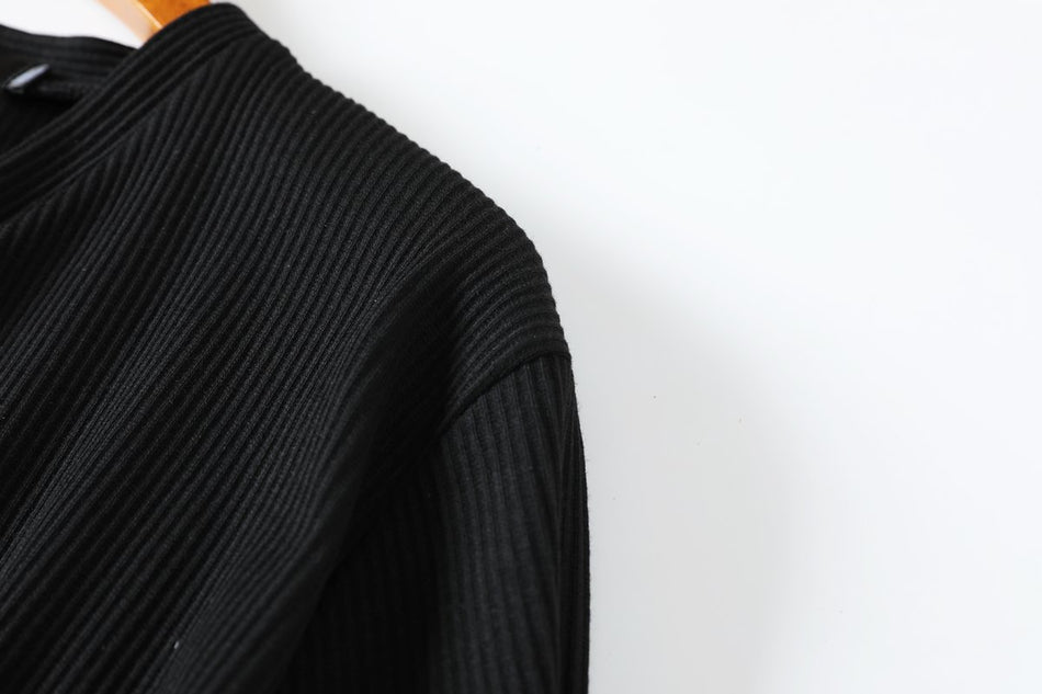 Ysabel Plus Size V Neck Buttons Tassel Hem Long Sleeve Midi Dress (Suitable for Work, Office and Weekends)