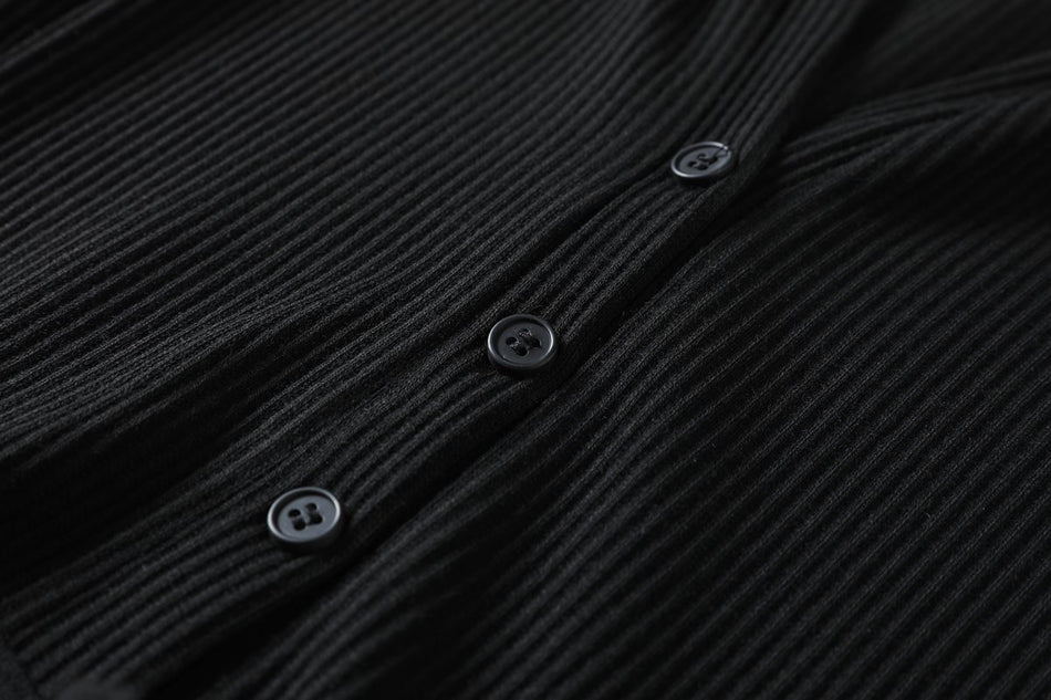 Ysabel Plus Size V Neck Buttons Tassel Hem Long Sleeve Midi Dress (Suitable for Work, Office and Weekends)