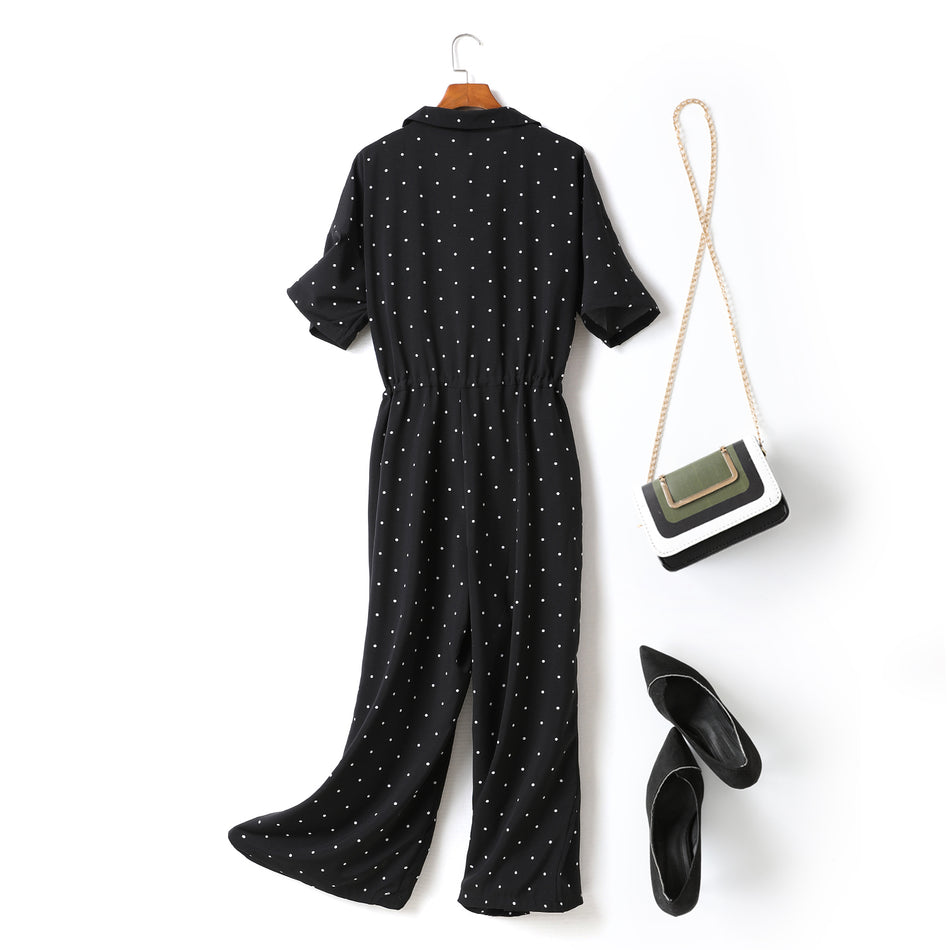 Celine Plus Size Black Polka Dots Jumpsuit