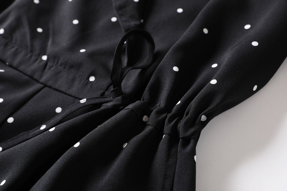 Celine Plus Size Black Polka Dots Jumpsuit