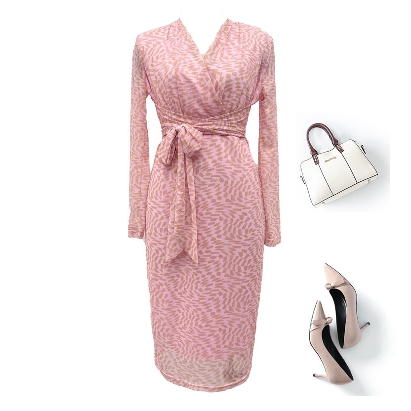 Plus Size Abstract Pattern Wrap Dress