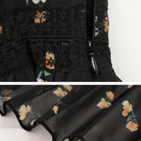 Plus Size Black Floral Chiffon Midi Dress