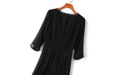 Gracelynne Plus Size Black Chiffon 3/4 Sleeve Dress