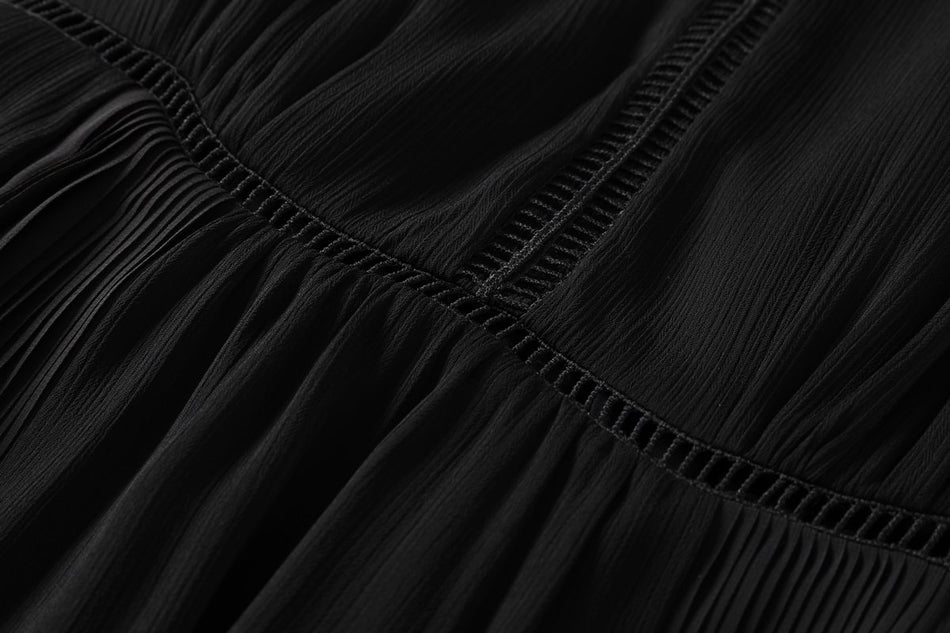 Gracelynne Plus Size Black Chiffon 3/4 Sleeve Dress