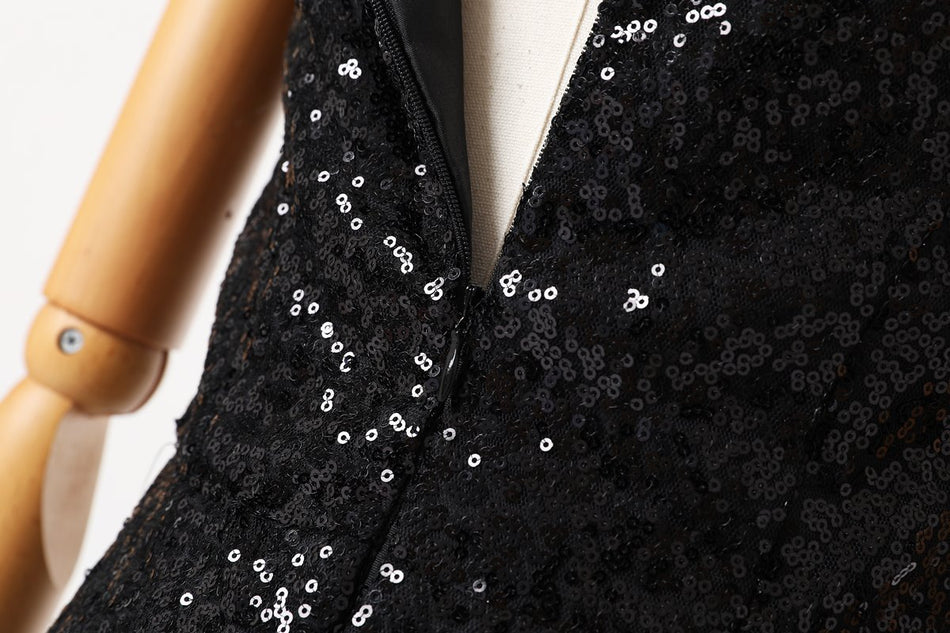 Gianna Plus Size Black Sequin Evening Dress