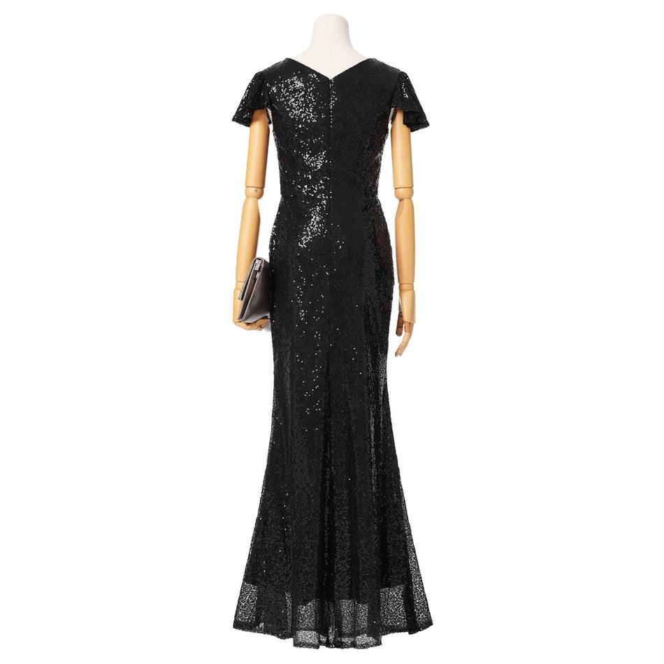 Gianna Plus Size Black Sequin Evening Dress