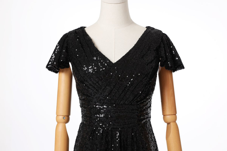 Gianna Plus Size Black Sequin Evening Dress