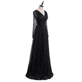 Plus Size Black Wrap Evening Dress