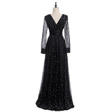 Plus Size Black Wrap Evening Dress