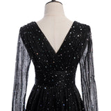 Plus Size Black Wrap Evening Dress