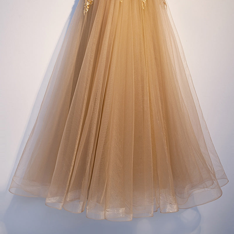 Plus Size Champagne Tulle Gown