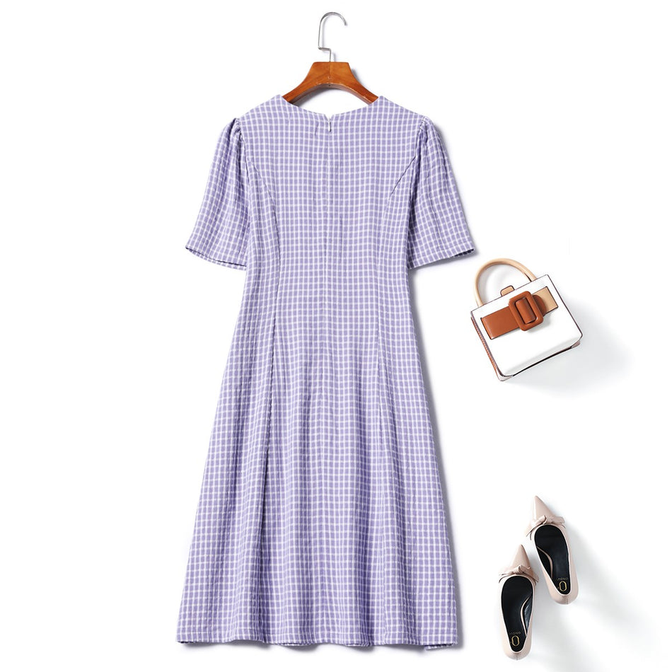 Plus Size Checked Dress - Back