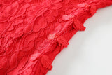 Qiana Plus Size Red Lace Cheongsam Dress