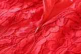 Qiana Plus Size Red Lace Cheongsam Dress