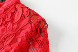 Qiana Plus Size Red Lace Cheongsam Dress