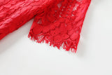 Qiana Plus Size Red Lace Cheongsam Dress