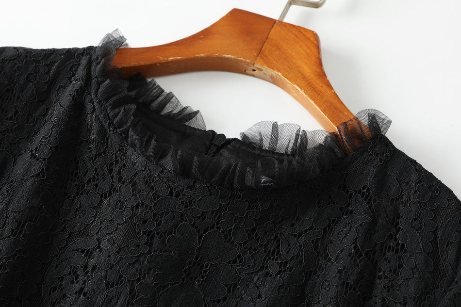 Petunia Plus Size Black Lace Formal Midi Dress