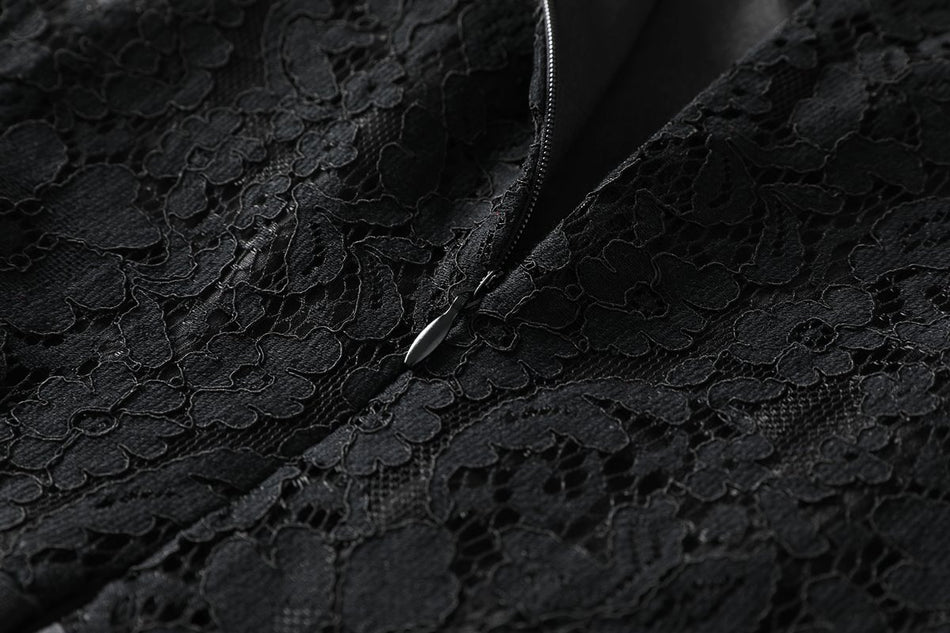 Petunia Plus Size Black Lace Formal Midi Dress