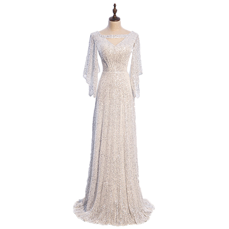 Plus Size Flutter Sleeve Evening Dress