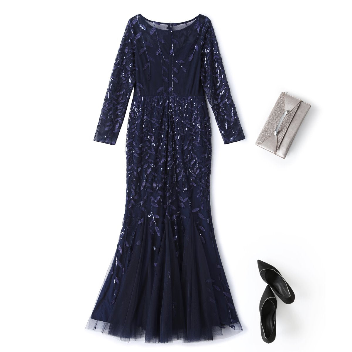 Ulla Plus Size Long Sleeve Evening Dress– Hello Curve