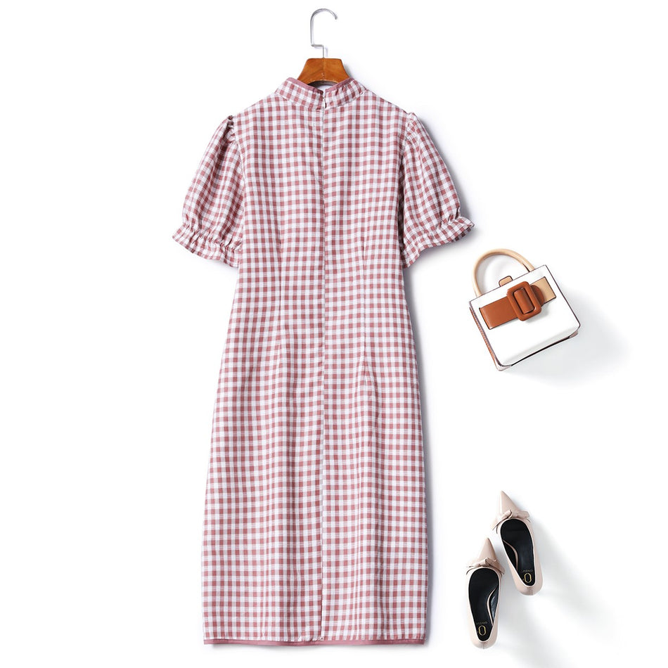 Plus Size Gingham Cheongsam