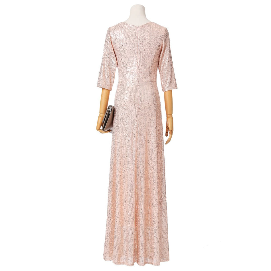 Arya Plus Size Gold Sequin Evening Dress