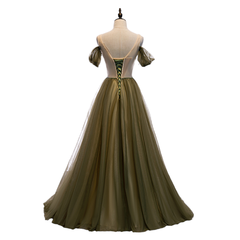 Plus Size Green Off Shoulder Evening Dress