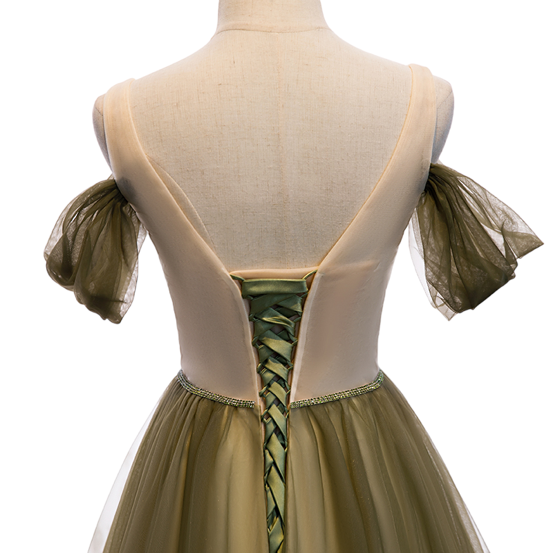 Plus Size Green Off Shoulder Evening Dress