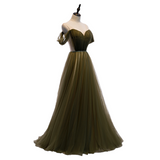 Plus Size Green Off Shoulder Evening Dress