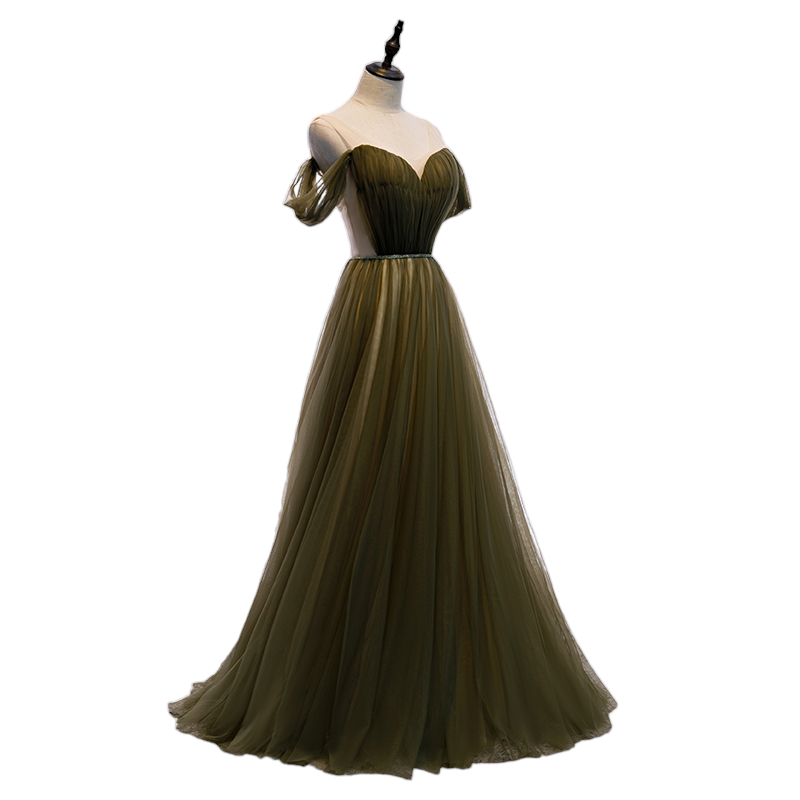Plus Size Green Off Shoulder Evening Dress