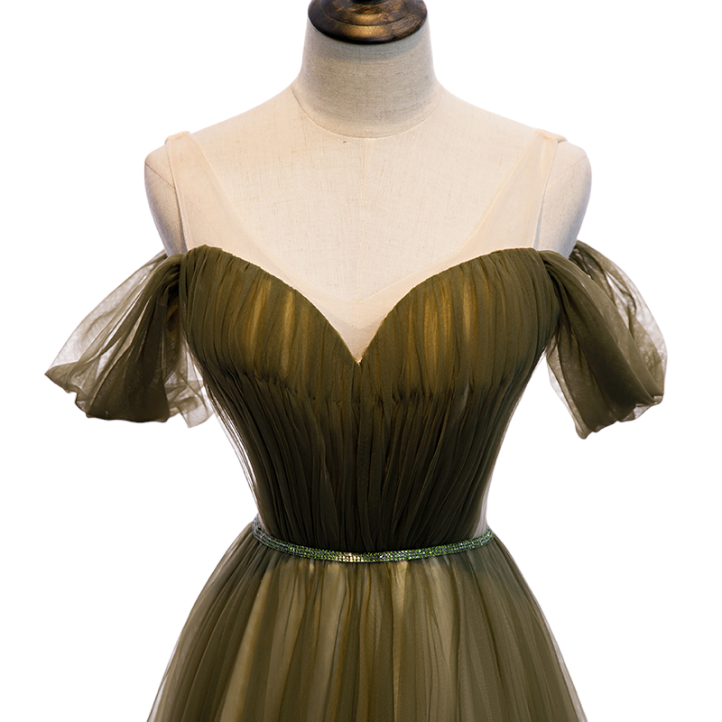 Plus Size Green Off Shoulder Evening Dress