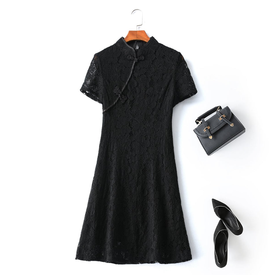 plus size black modern cheongsam