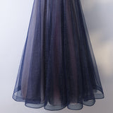 Plus Size Navy Short Sleeve Gown - Dress Hem Close Up