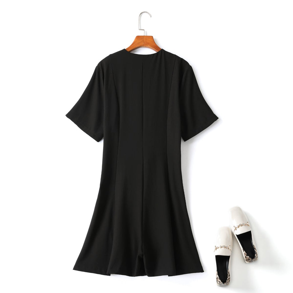 Glad Plus Size Black Wrap Playsuit