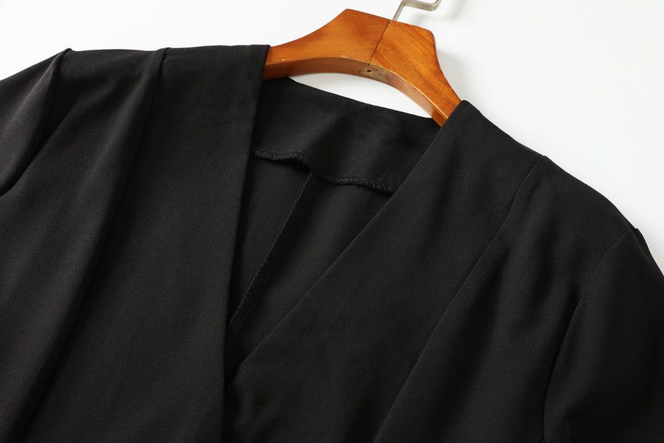 Glad Plus Size Black Wrap Playsuit