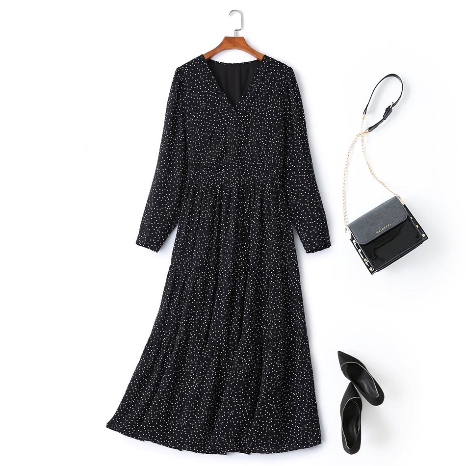 Plus Size Polka Dots Wrap Dress