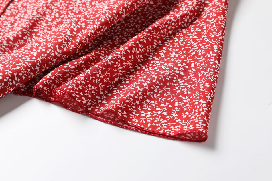 Avril Plus Size Red Ditsy Floral Wrap Dress