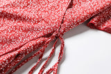 Avril Plus Size Red Ditsy Floral Wrap Dress