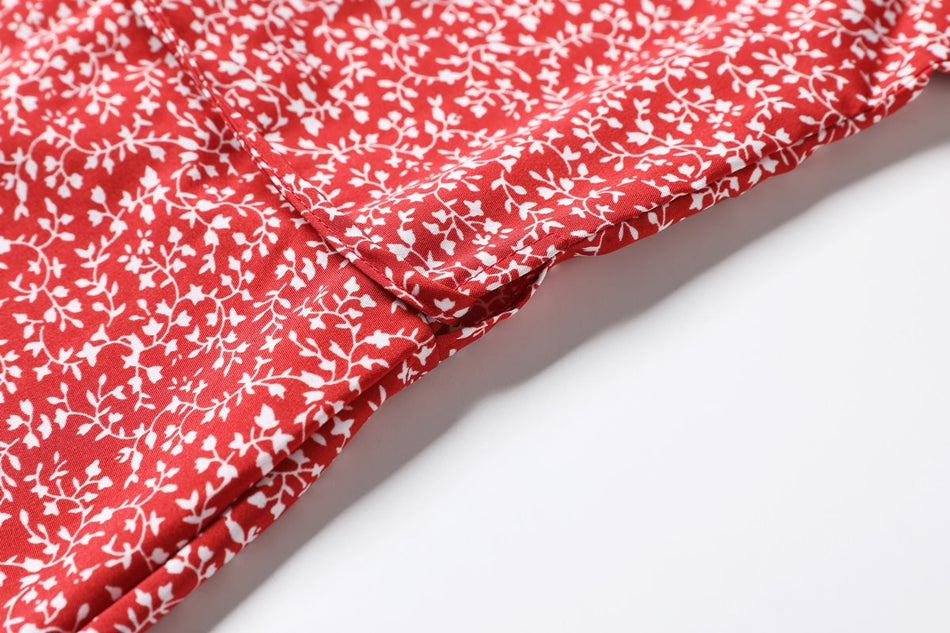 Avril Plus Size Red Ditsy Floral Wrap Dress