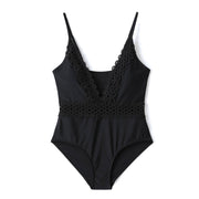 Jada Plus Size Plunge V Neck Sexy Black Swimsuit