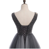 Plus Size Silver Evening Dress - Back view