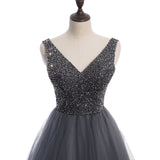 Plus Size Silver Evening Dress -Front view