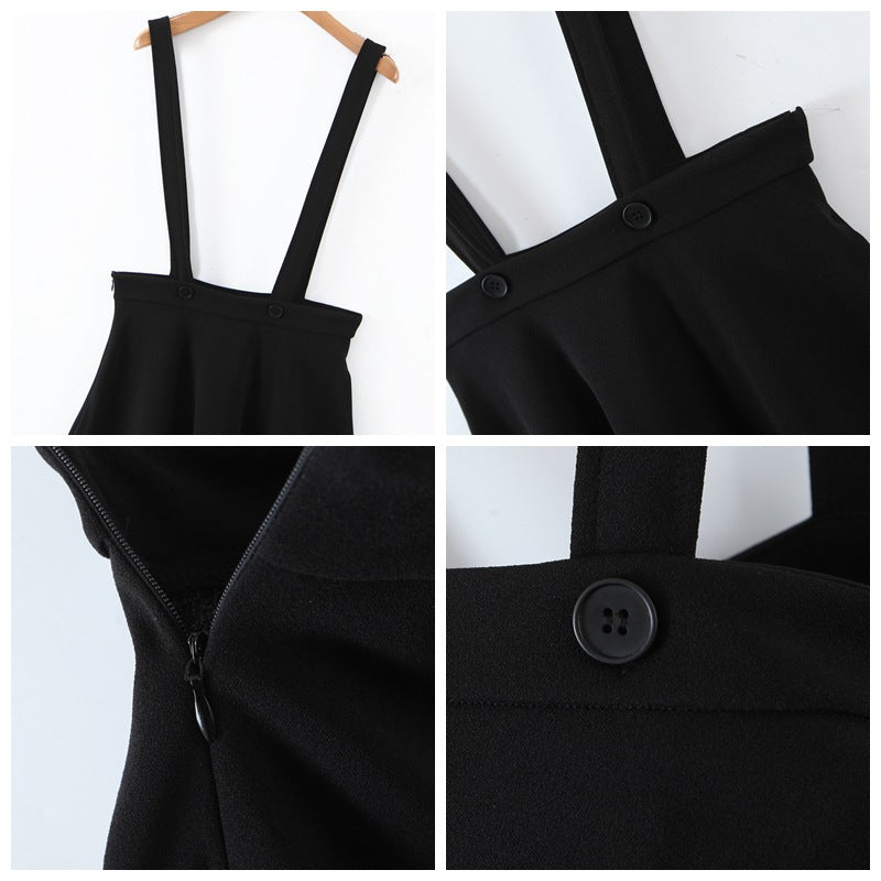 Plus Size Black Suspender Skirt