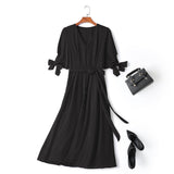 Bridgette Plus Size V Neck Midi Dress