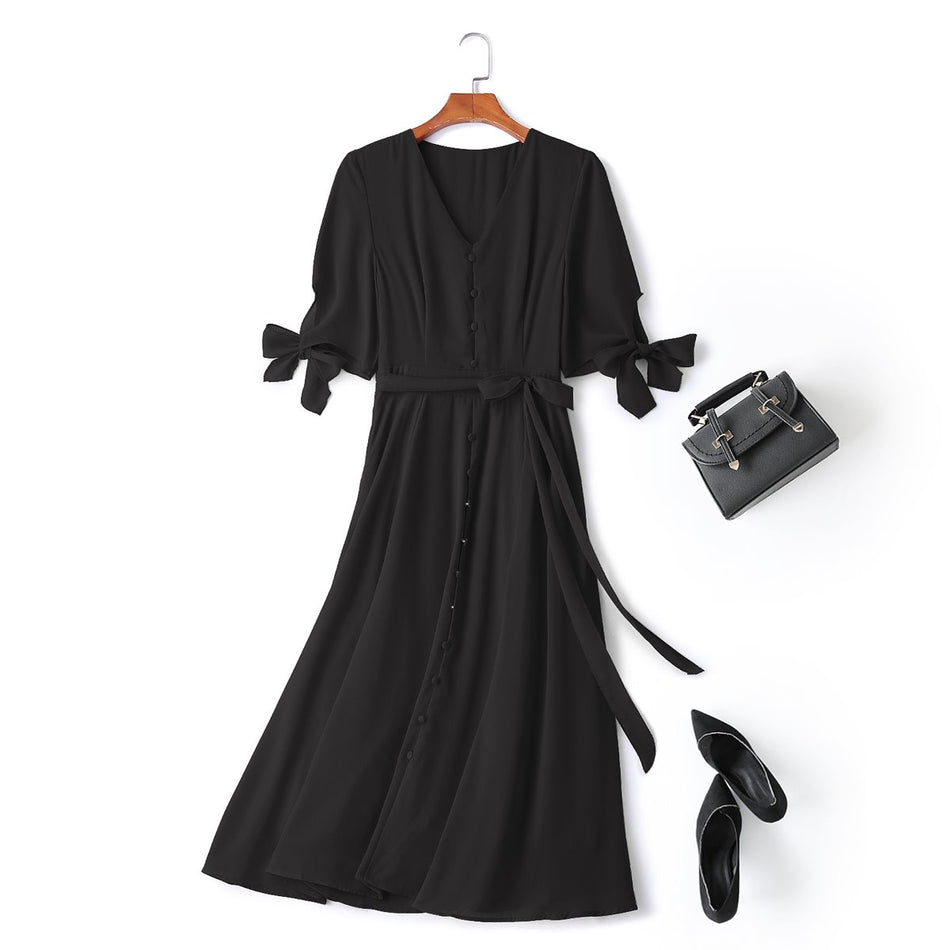 Bridgette Plus Size V Neck Midi Dress