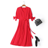 Bridgette Plus Size V Neck Midi Dress