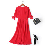 Bridgette Plus Size V Neck Midi Dress