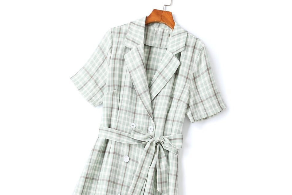 Giana Plus Size Checked Trench Coat Shirt Dress