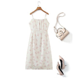 Plus Size White Floral Sleeveless Midi Dress