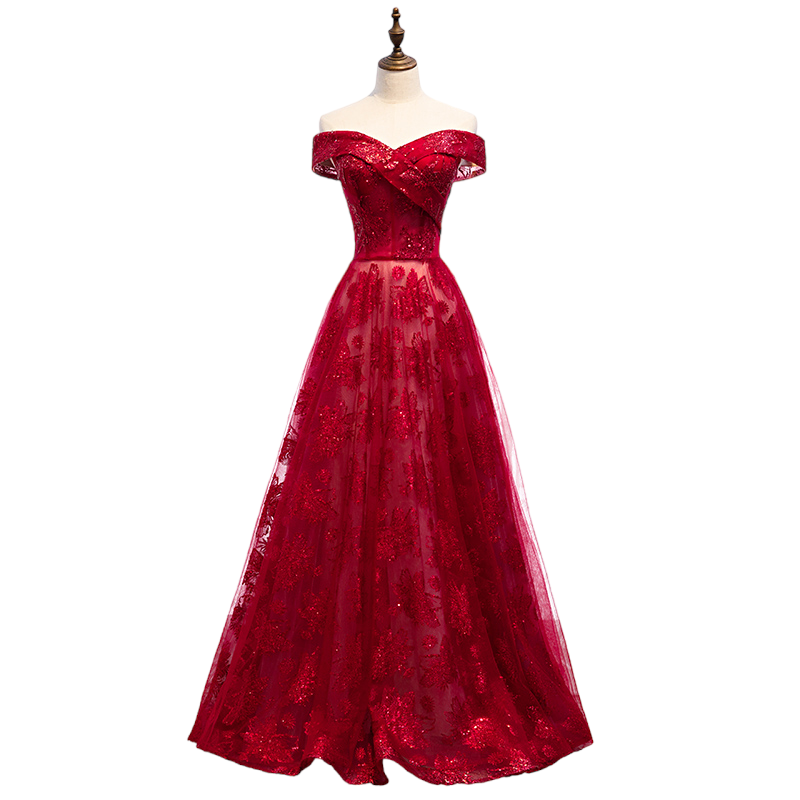 Plus Size Wrap Off Shoulder Evening Dress